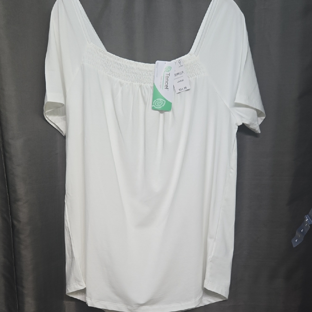 Lands' End White Off-Shoulder Tencel Women's Top